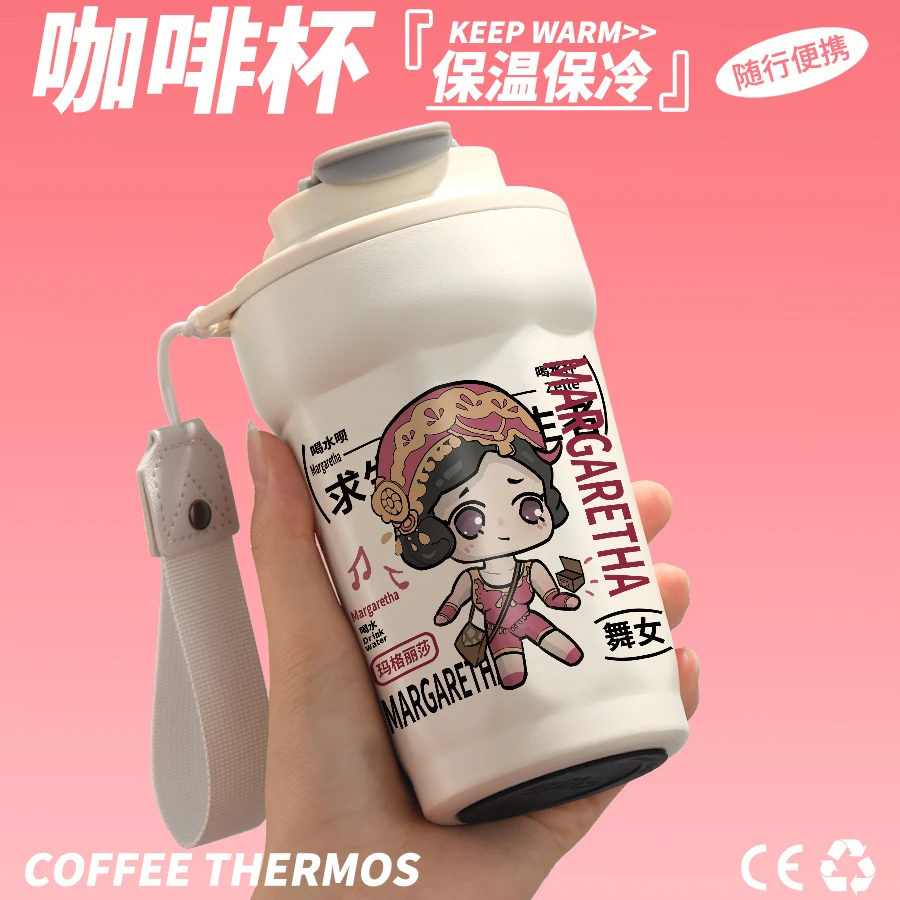 Anime Identity Ⅴ Cosplay Cartoon Portable Thermos Water Glass Heat Preservation Coffee Cup Insulated Mug Cute Xmas Birthday Gift