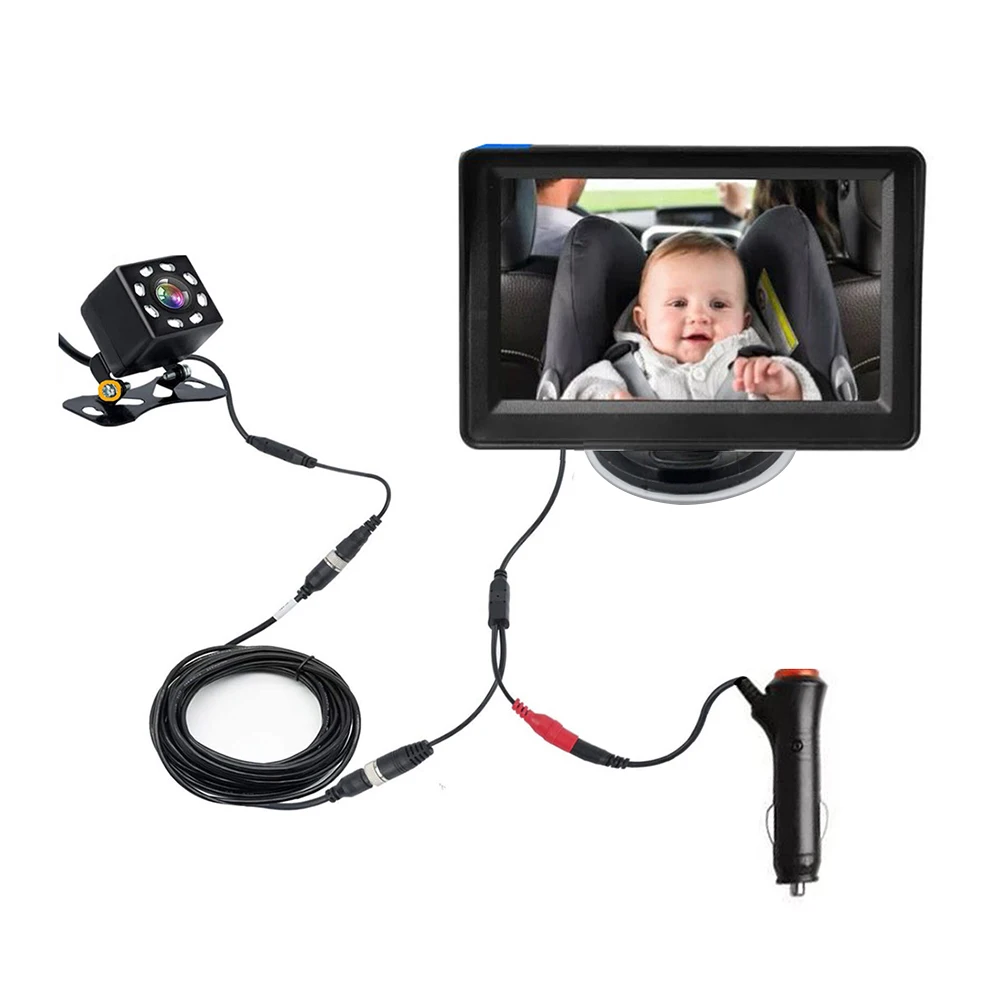 

Car Rear View Camera with Monitor 8LED Infrared Night Vision Baby Car Camera Monitor Waterproof 4.3 Inch Folding Display Screen
