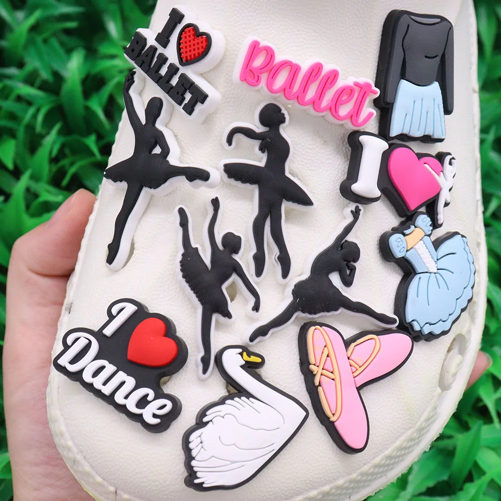 Gute Qualität 1 stücke PVC Schuh Charms weißen Schwan Ballett Tänzer Zubehör Schuhe Schnalle Ornamente passen Kinder DIY Party Geschenk