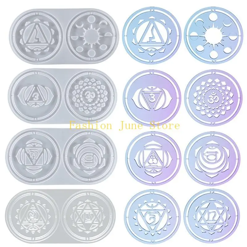 

N5KA Семь чакра -орнамент подвесные силиконовые формы DIY Crystal Круглая лотка для хранения для изготовления фруктов