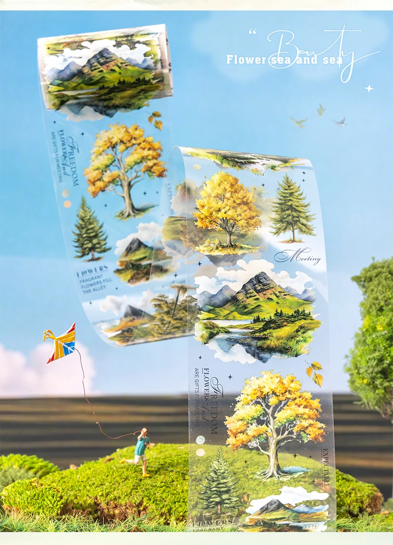 1 Rolle The Tree Scenery Series Tapes Scrapbooking-Aufkleber, perfekt für Collage Journaling Craft Diy Supplies – Detail 7