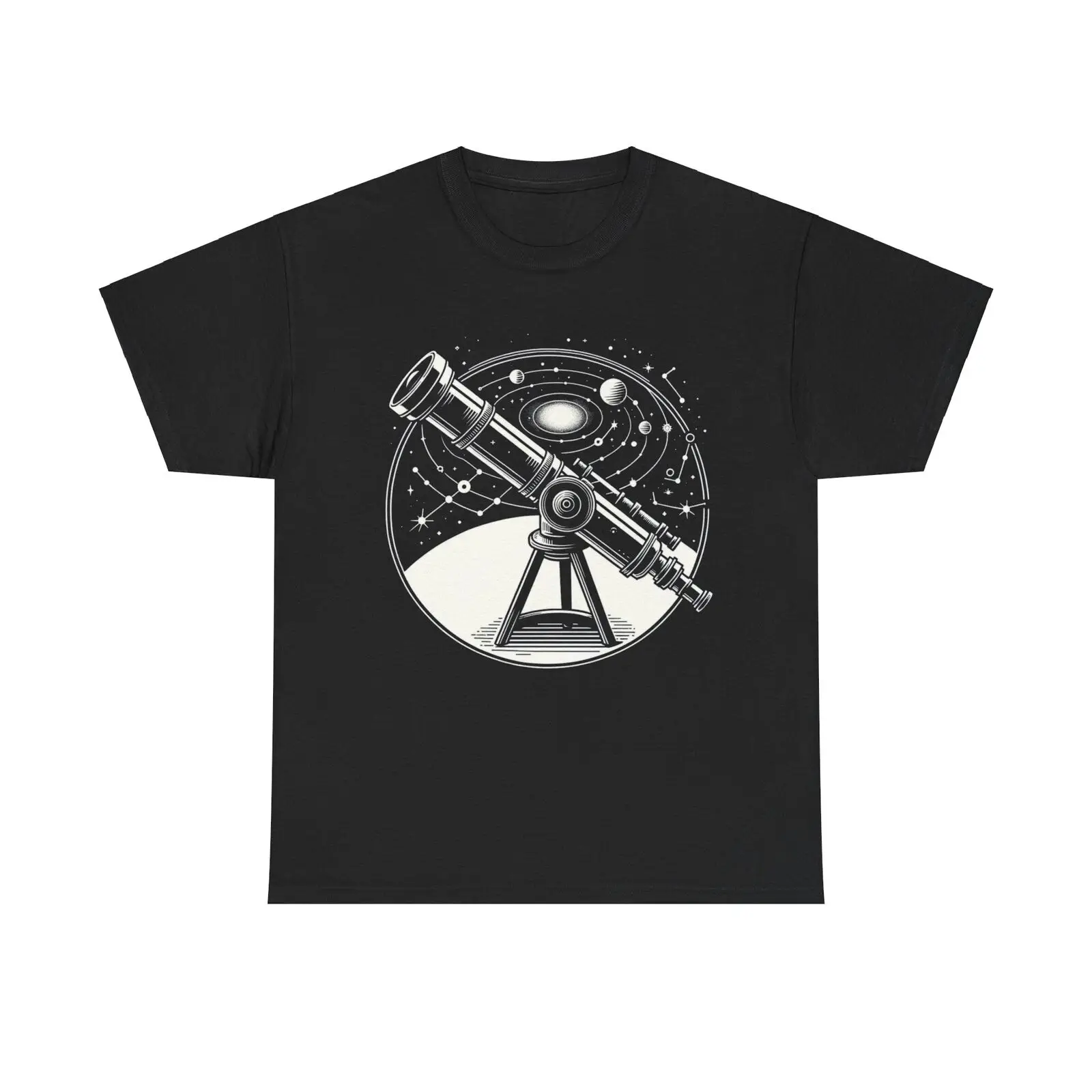 Cosmic Explorer Tee: Gaze Beyond the Horizon! Classic Telescope and Stars