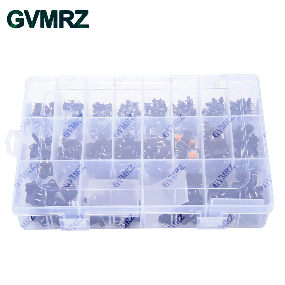 250pcs 20value 4pins 6x6mm 12x12mm 5/6//8/9/10/11/12/13mm Tactile button switch micro instant classification Assorted kit