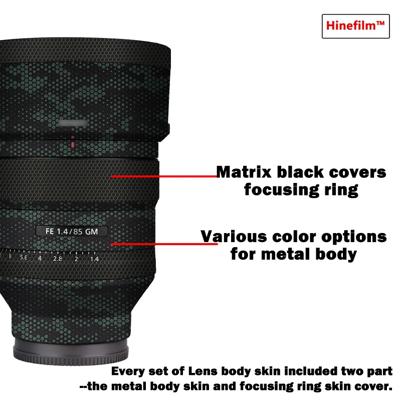 Hinefilm pele para sony fe 85mm f1.4gm gen 1 lente decalque pele fe85 f1.4 lente adesivo sel85f14gm envoltório 85gm pele 85 1.4 envoltório 85 f1.4
