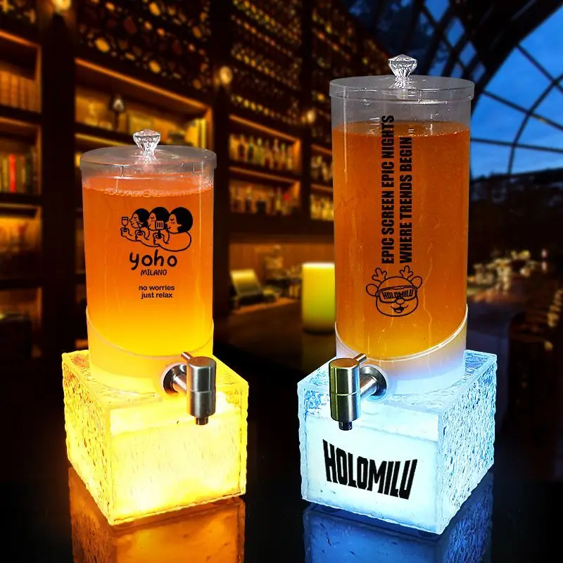 Craft beer keg KTV luminous wine rack Internet celebrity cola beverage keg 1.5 liters draft beer keg Bar clear bar cannon