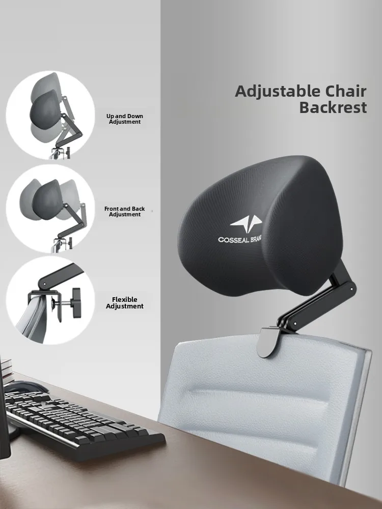 Adjustable Office Computer Chair Headrest High Back Support Pillow Lumbar Protection No-Punching Needed Pillow for Sleeping