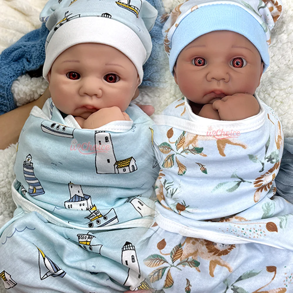 16인치 유연한 실리콘 리본 베이비 보이 아트 아티스트 컬렉션 실물 같은 눈을 뜬 신생아 인형 어린이 생일 또는 크리스마스 선물