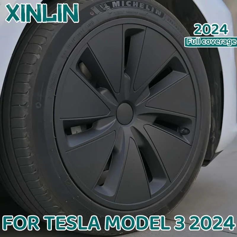 4PCS HubCap Car 18 Inch for Tesla Model 3 Highland 2024 Version Replacement Automobile Full Rim Cover Accessories Wheel Cover