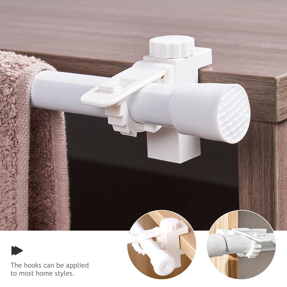 

2Pcs Adjustable Curtain Rod Bracket No Drill Adhesive Closet Support Brackets Home Decor Rod Holder Corrosion Resistant