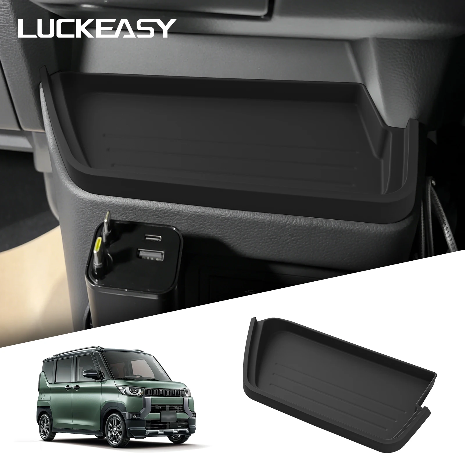 Für Mitsubishi Delica Mini 2025 Mittelkonsole Aufbewahrungsbox Pad Silikon-Organizer Matte Auto-Zubehör Schwarz