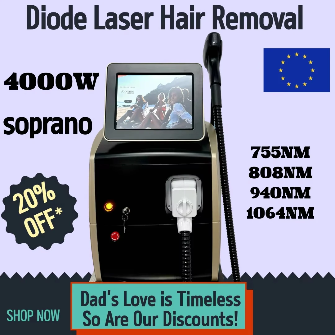 

Профессиональный портативный аппарат для удаления волос 808 нм с 4 длинами волн (755 нм, 808 нм, 940 нм, 1064 нм) – безболезненное и перманентное удаление волос