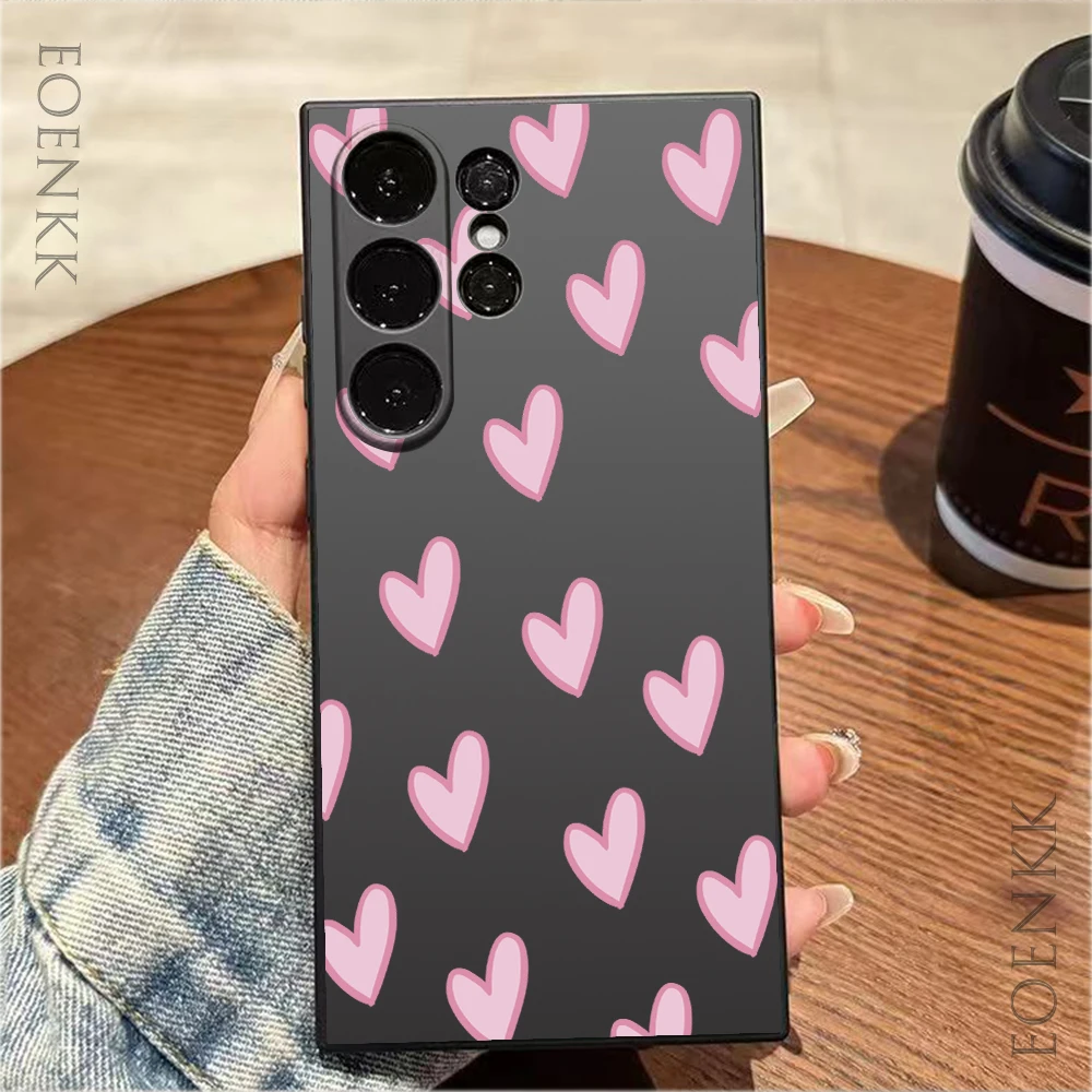 Fashion Pink Love Heart Pattern Phone Case for Samsung Galaxy Note 10 20 Lite S25 S24 S23 S22 S21S20 Ultra FE Plus 5G Soft Cover