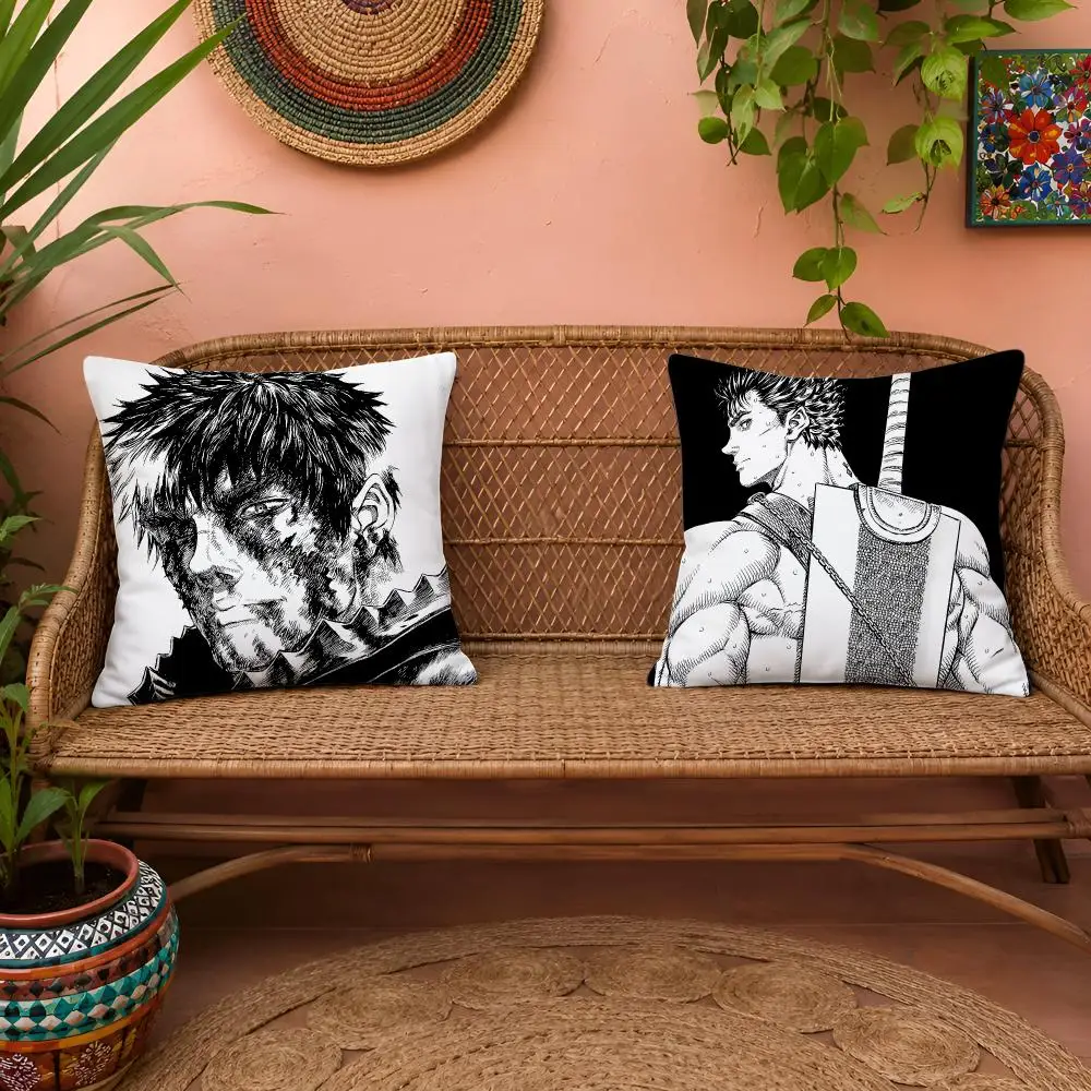 Classic Comics B-Berserk Cushion Cover 1pc Square Pillow Cover Soft Plush Fabric Removable Washable Sofa Chair Bed Decoration