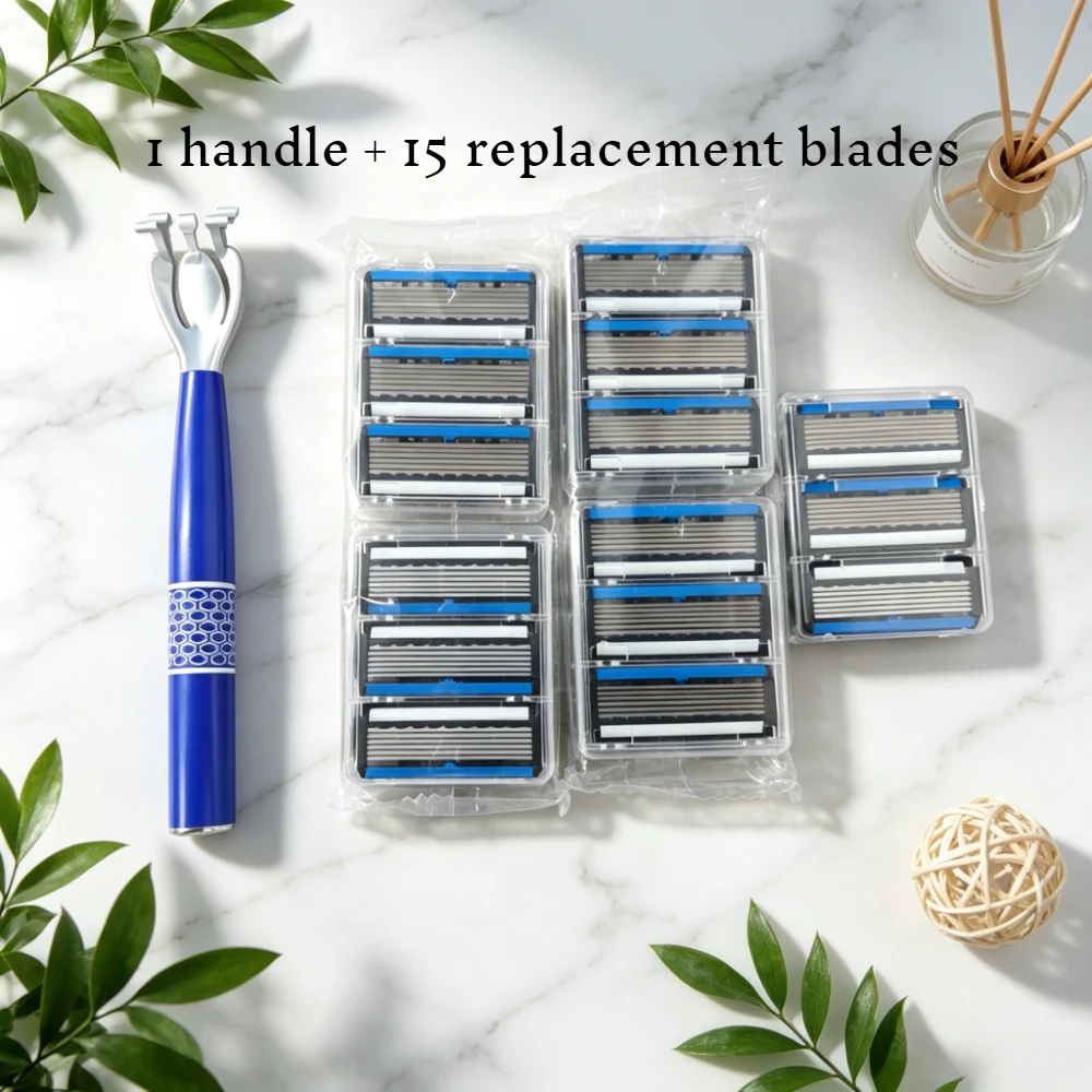 Men's Manual Razor 6-Layer Precision Blade System Replaceable Refills, Long-term Use, Men & Women Suitable Great Gift Idea
