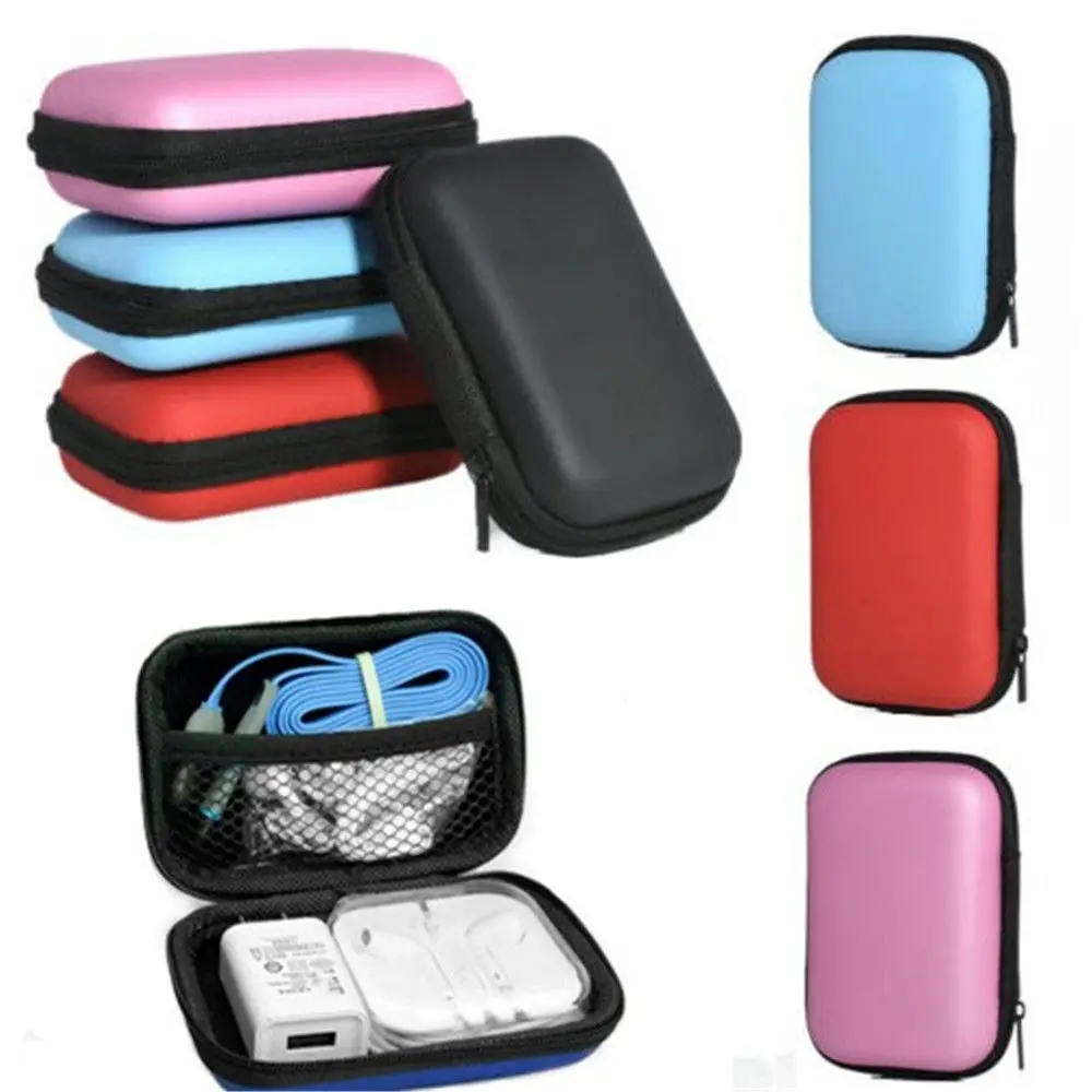 Portable HDD Carry Case Cover Earphone Box Hard Disk Case HDD Bag Zipper Pouch EVA Storage Box