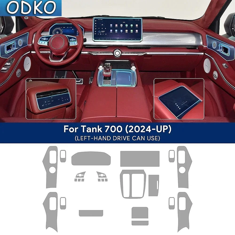 Car Interior Center Console Transparent TPU Protective Film For Tank 700 2024 2025 Great Wall WEY Anti-scratch Repair Film Refit