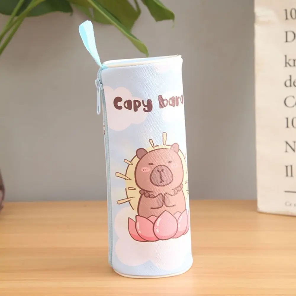 Bolsa de almacenamiento Kawaii Capybara, estuche de lápices estético creativo y bonito, bolsa de papelería con cremallera impermeable de PU, regalo para niños