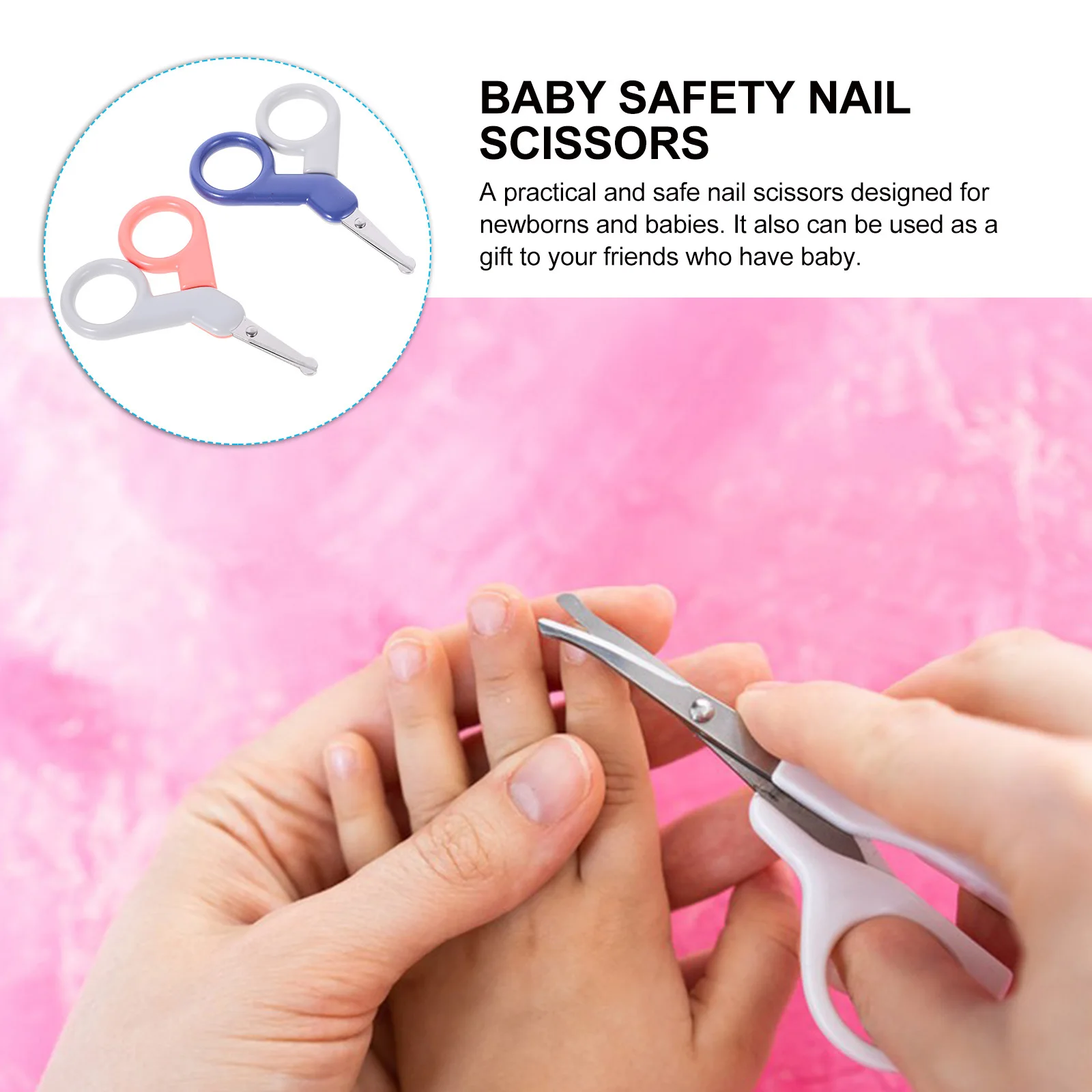 

2Pcs Baby Toenail Clippers Stainless Steel ABS Material Unique Round Head Baby Nail Clippers for Infants Ergonomic Design