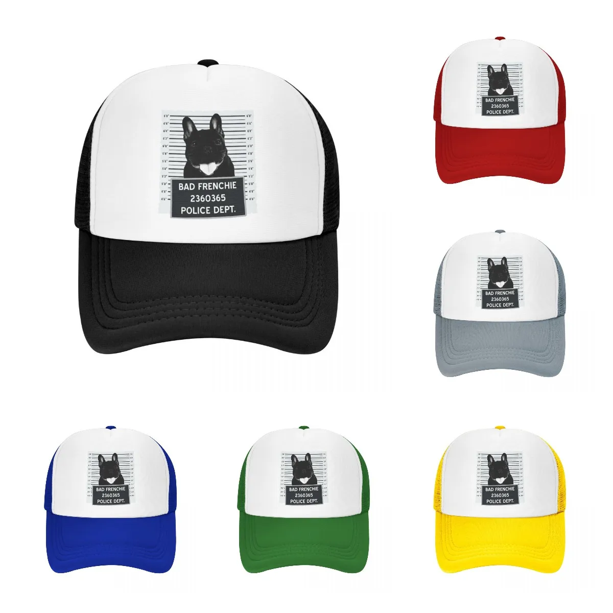 

Frenchie Mug Shot Trucker Hats French Bulldog Pet Dog Lover Mesh Net Baseball Cap Male Female Hip Hop Snapback Caps Streetwear