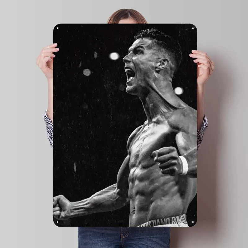 Celebration Ronaldo Custom Metal Signs Sports Poster House Decor Accessories Tinplate Sign for Wall Art Decoration Retro Room