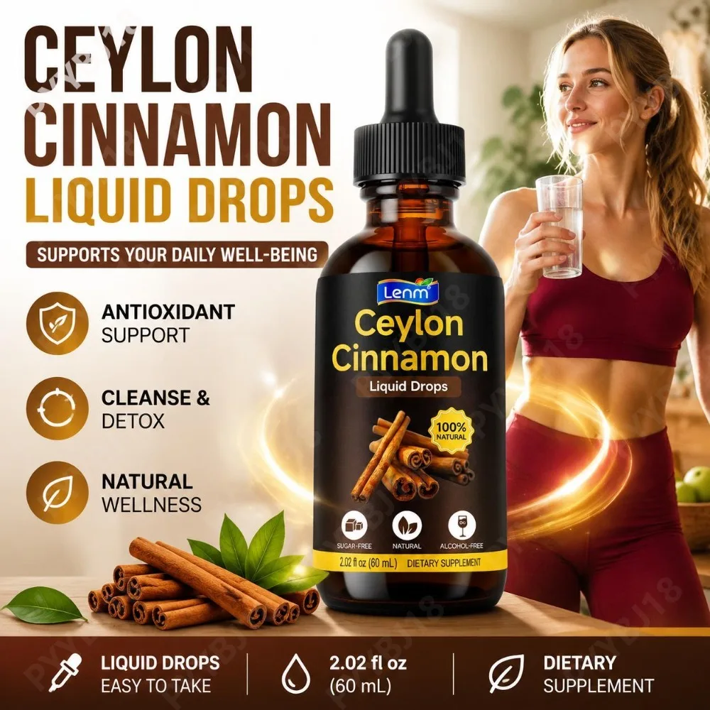 Ceylon Cinnamon Liquid Drops 1000mg Antioxidant Balance Metabolic Function & Digestive Balance Support Vegan & Alcohol-Free 60ML