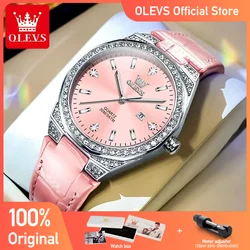 OLEVS-Reloj de pulsera de cuarzo para mujer, cronógrafo ligero de lujo, a la moda, Original, con diamantes, resistente al agua, 5606