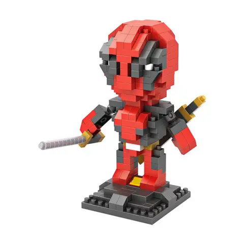 DIY 영웅 블록 작은 만화 미니 빌딩 블록 Deadpool 애니메이션 조립 액션 모델 인형 장난감