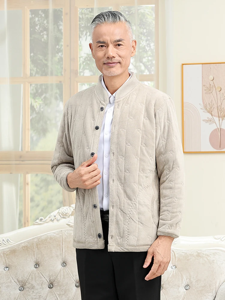 الرجال Thiened Fce اصطف ort القطن Jaet شتاء دافئ ملابس داخلية سليم صالح أبي الملابس ألياف البوليستر Busin عادية #5