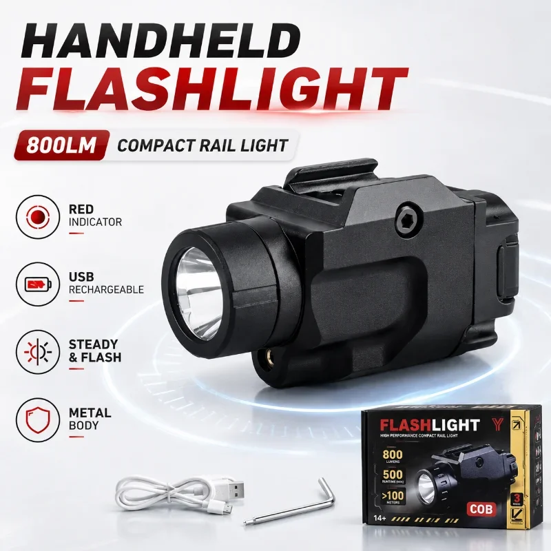 Durable Metal Under Mount Light Module 800LM Bright Light Red Indicator for 20mm Rail Hobby Model Kit