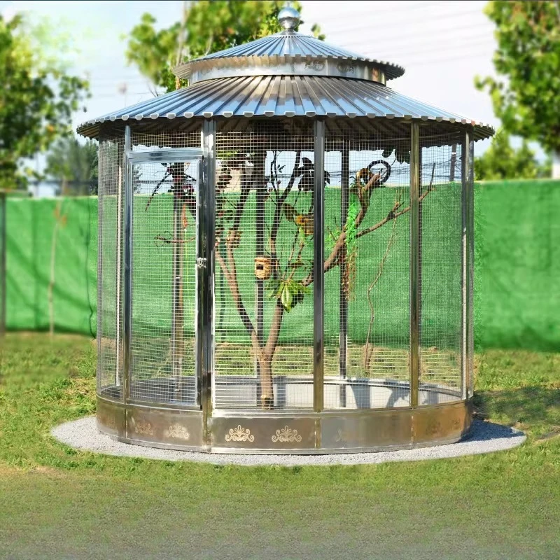 

Большая круглая клетка для птиц из нержавеющей стали, для улицы, двора, виллы, клетка для павлинов, беседка, большая декоративная клетка для попугаев