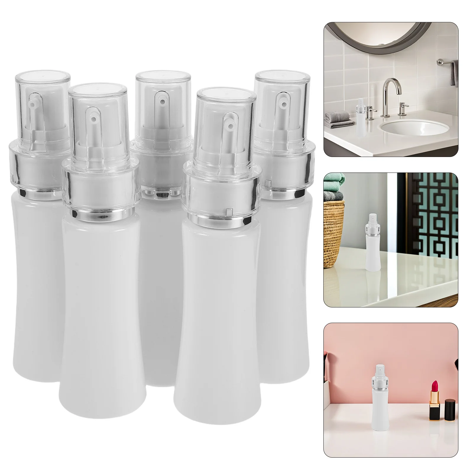 

5Pcs Press Lotion Dispenser Bottles Unique Waist Design Easy Grip Travel Shampoo Conditioner Body Wash Skincare Liquid