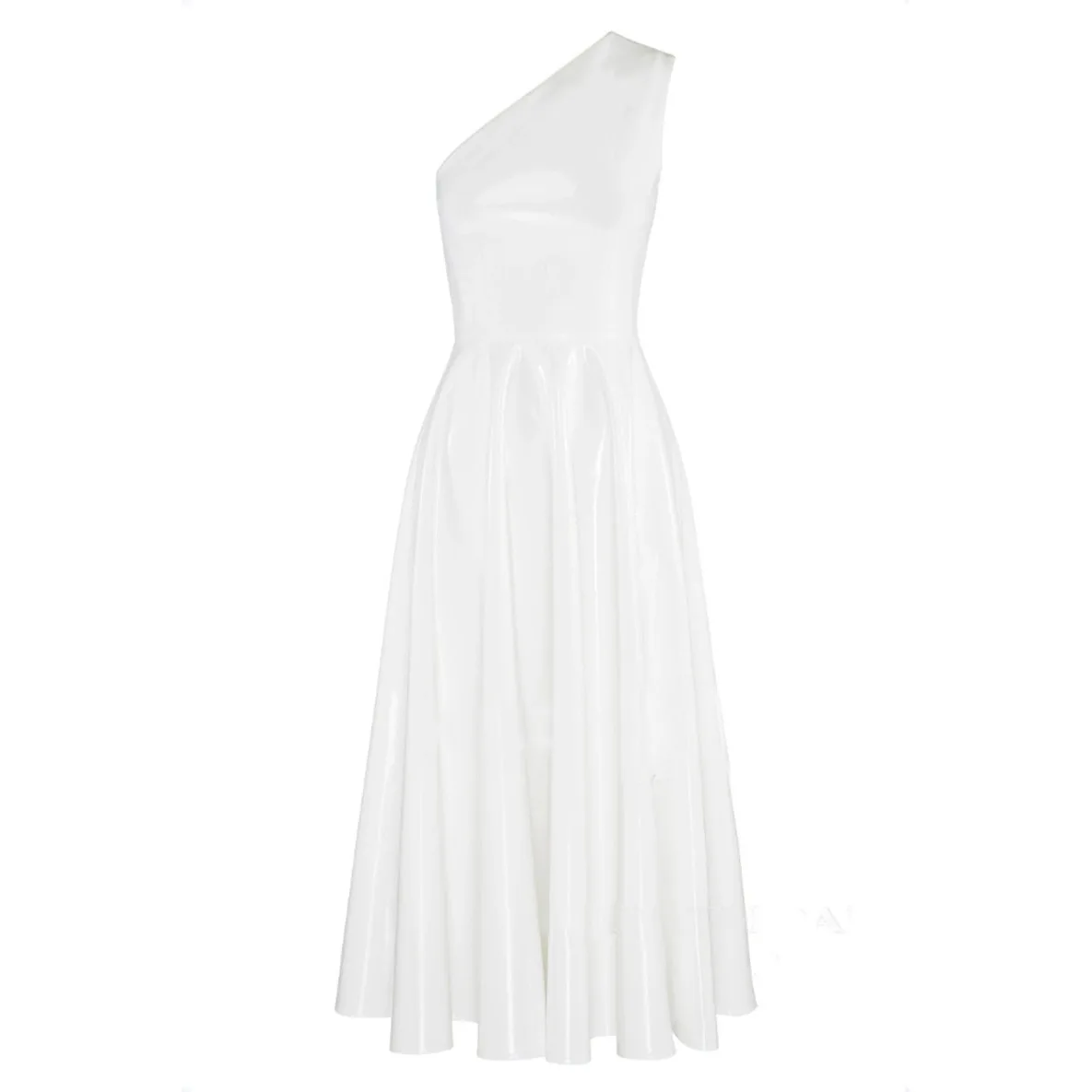 N1158 مأدبة أنيقة ملابس كتف واحد الذاكرة الحلوة أنيقة فستان الزفاف الساتان الأبيض فستان حفلة كوكتيل