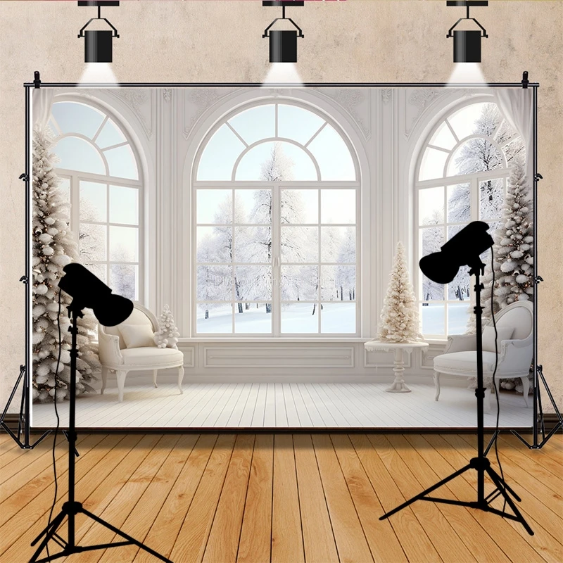 Christmas Eve Ornament New Year Front Door Porch Photography Backdrop Props Window Winter Xmas Room Holiday Background RS-05