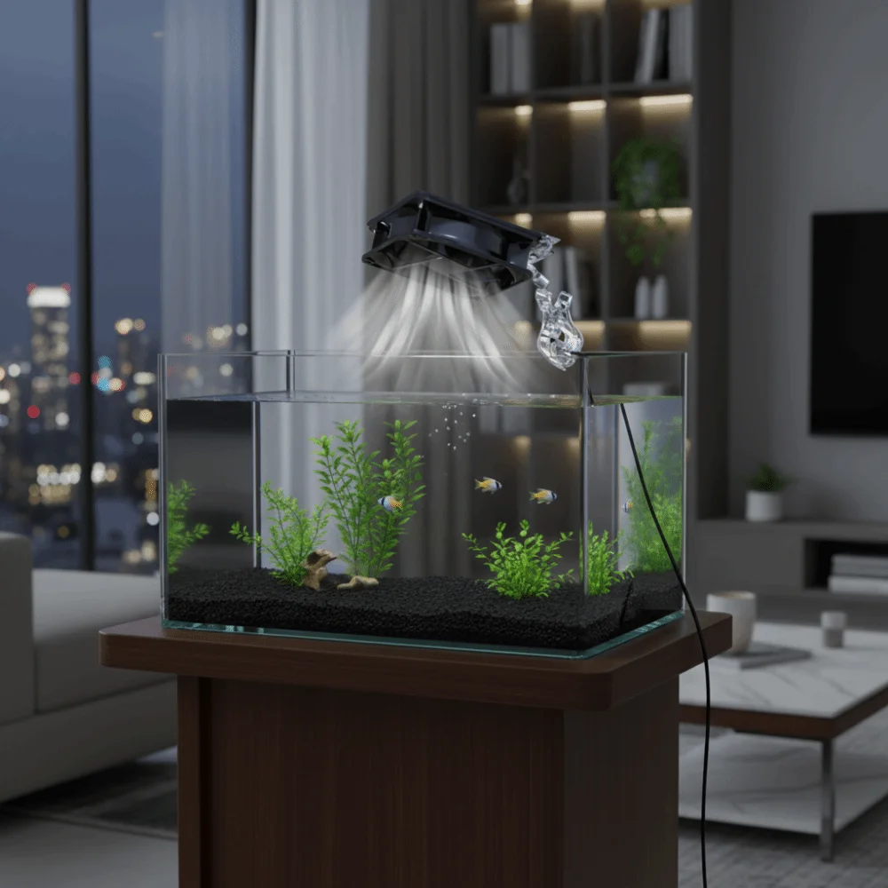 Adjustable Angle Aquarium Cooling Fan Fast Cooling USB Fish Tank Fan Quiet Variable Speed Fish Tank Cooler Planted Tank