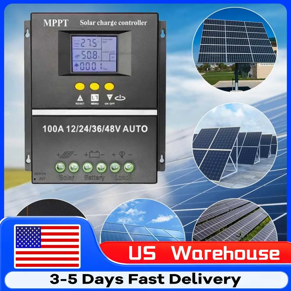 

Контроллер заряда солнечной энергии MPPT, солнечный фотоэлектрический регулятор, ЖК-дисплей, солнечное фотоэлектрическое зарядное устройство 12 В, 24 В, 36 В, 48 В для солнечной панели