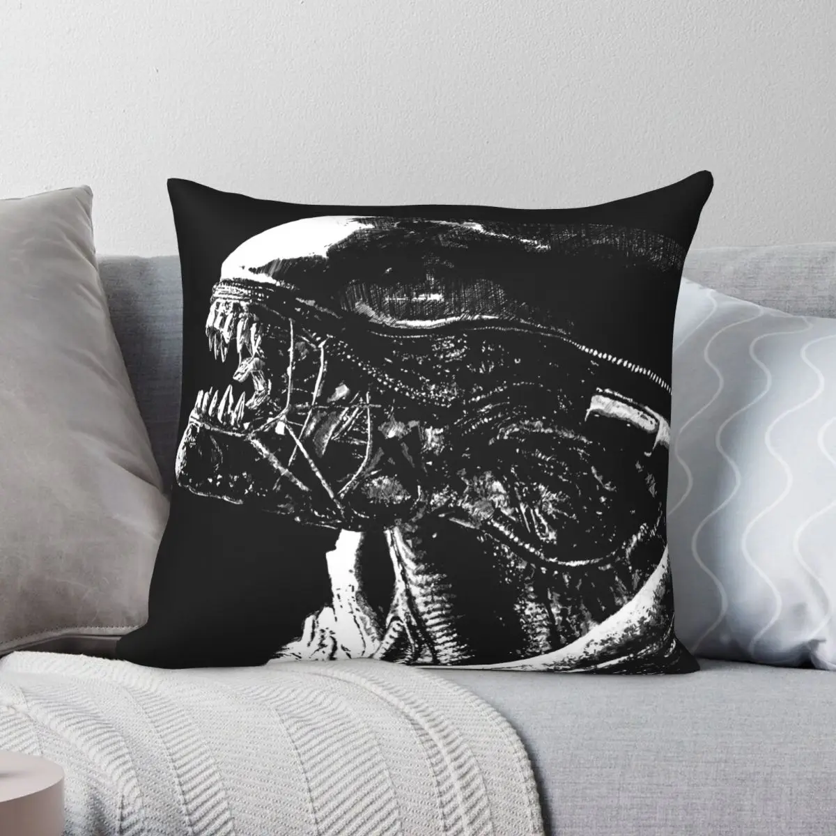 Alien Xenomorph Square Pillowcase Polyester Linen Velvet Creative Zip Decor Throw Pillow Case Sofa Seater Cushion Cover