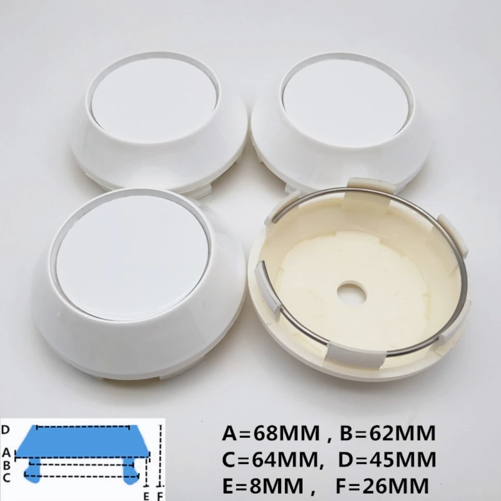 4pcs White No Logo Emblem Car Wheel Center Caps High Cap Whites 60MM 65MM 68MM 69MM Wheels Hub Rim Hubcaps Cover Car Accessories view 5