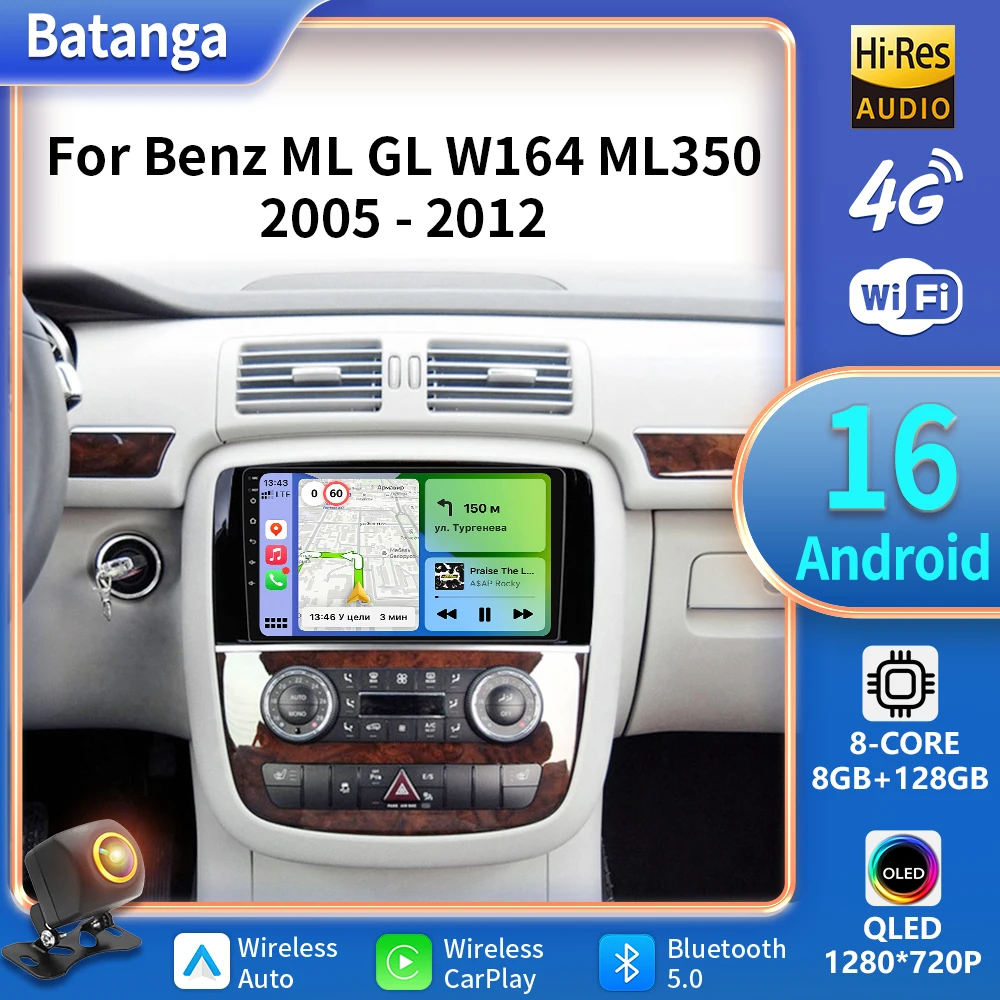 For Mercedes Benz ML GL W164 ML350 ML500 GL320 X164 ML280 GL350 GL450 2005-2012 Android16 Auto Car Radio Carplay Audio