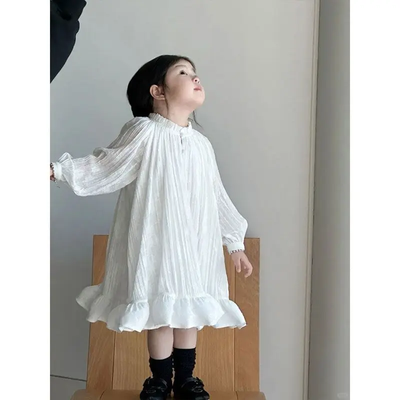 

White Princess Dress Baby Girl Cotton Princess 2025 New Arrival Children Ruffle Dresses Elegant ClothingGirl Vestido High Quali