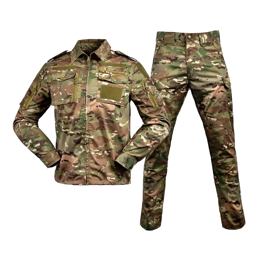 Tactical Training Uniform Set for Men Outdoor Wear Resistant Camouflage Long Sleeve Spring Autumn Jacket Pants Workwear - view 3