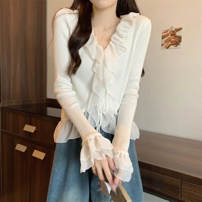 

Свитера Джемперы Пуловеры Женские мешковатые свитера с зубчатым воротником BF Y2K Рабочий Профессиональный Классический Формальный Элегантный Спортивный вырез