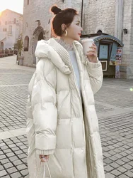 New Winter Hooded Puffer jacket Warm Women's brown Oversize cotton padded long coat Maxi Outwear Female snow wear