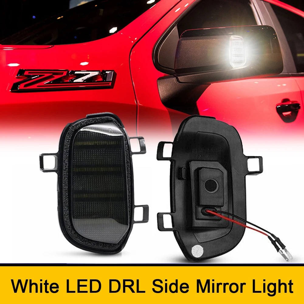 

White LED Side Rearview Mirror Light Puddle DRL Lamp Canbus For GMC Sierra 1500 Chevrolet Silverado 1500 LTD Car Styling 6000K