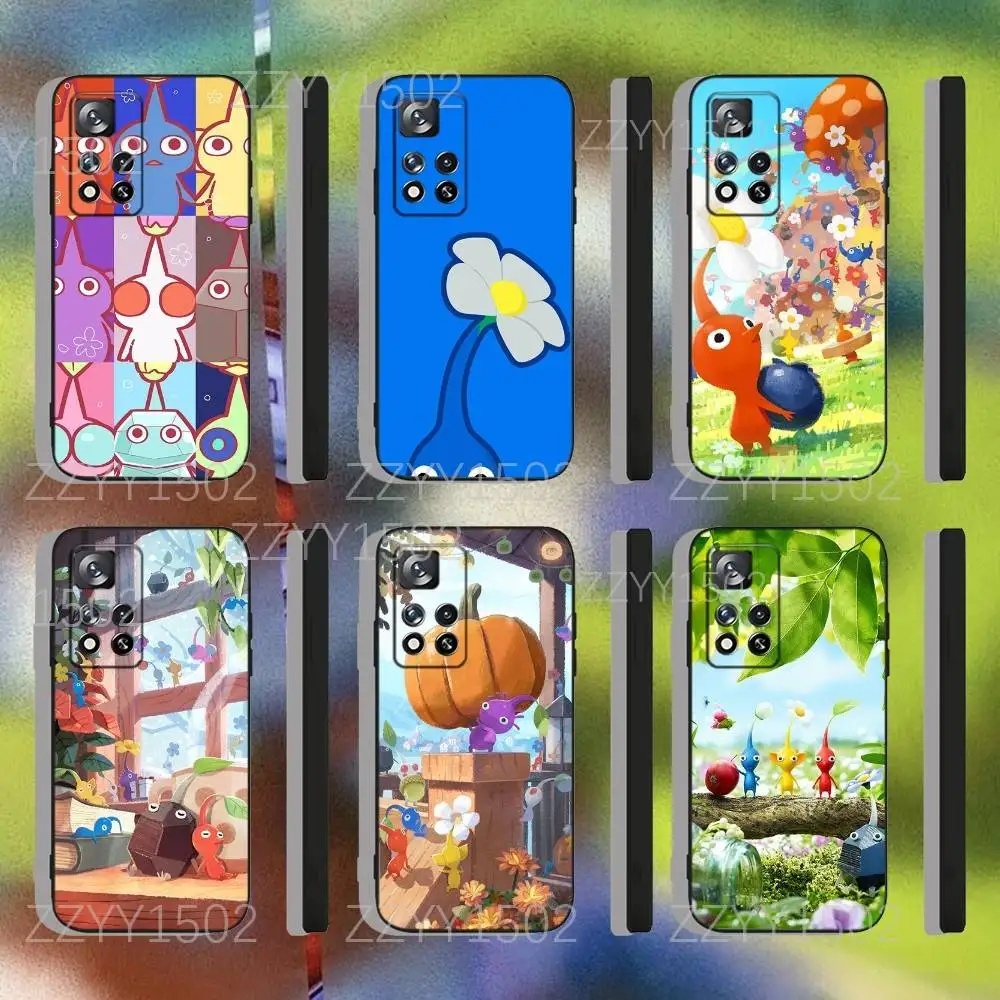 P-Pikmin Game Cute Phone Case For Samsung S26,S25,S24,Ultra,S20,S30,Plus,S22,S23,Ultra,Plus,5G Soft Black
