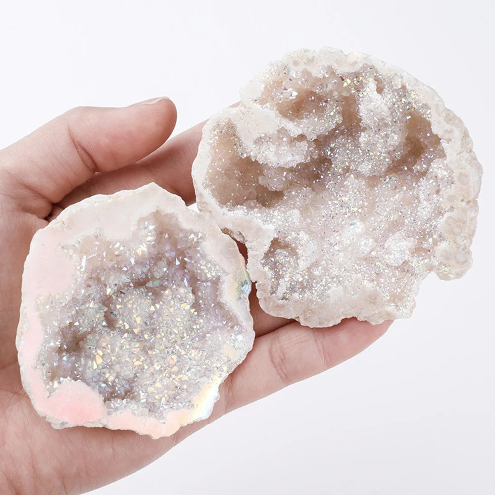 

1Pc Natural Agate Geode Cluster Electroplating AB Color Healing Quartz Druzy Crystal Mineral Collection Home Decor