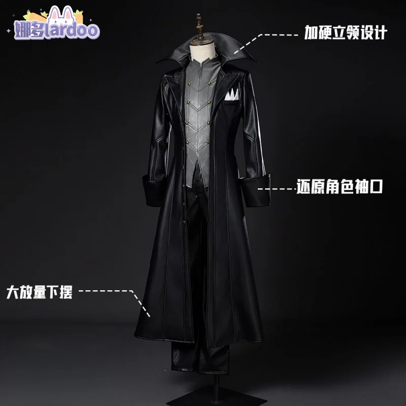 HOLOUN P5 Game Ren Amamiya Cosplay Costume Wig Mask Joker Faux Leather Coat Pants Vest Gloves Daily Wear Cos Convention Rose Net