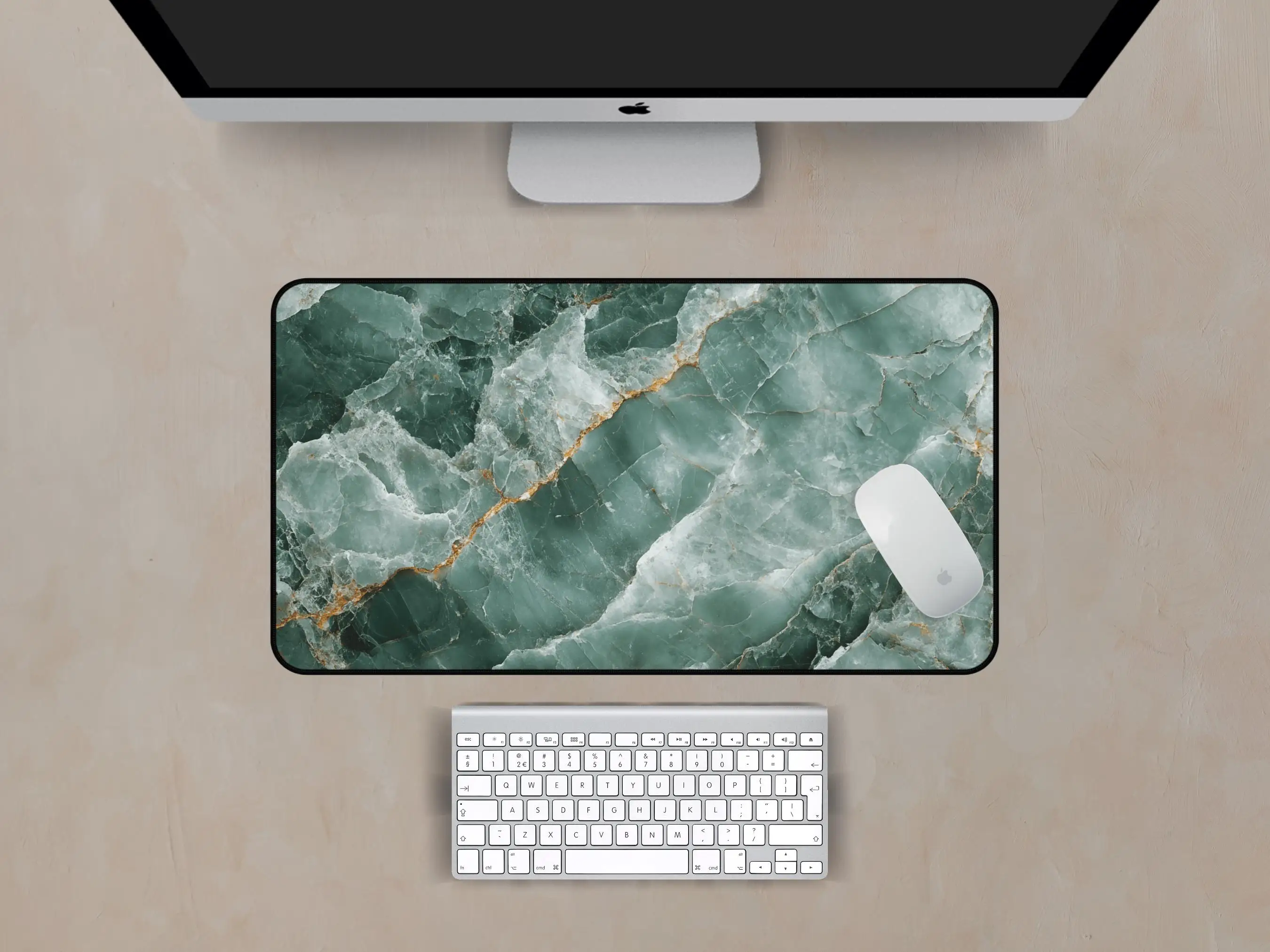 Green Marble Desk Mat, Non-slip and Waterproof Mouse Pad, Office and Gaming Desk Decoration Mat, A Perfect Gift for Friends.
