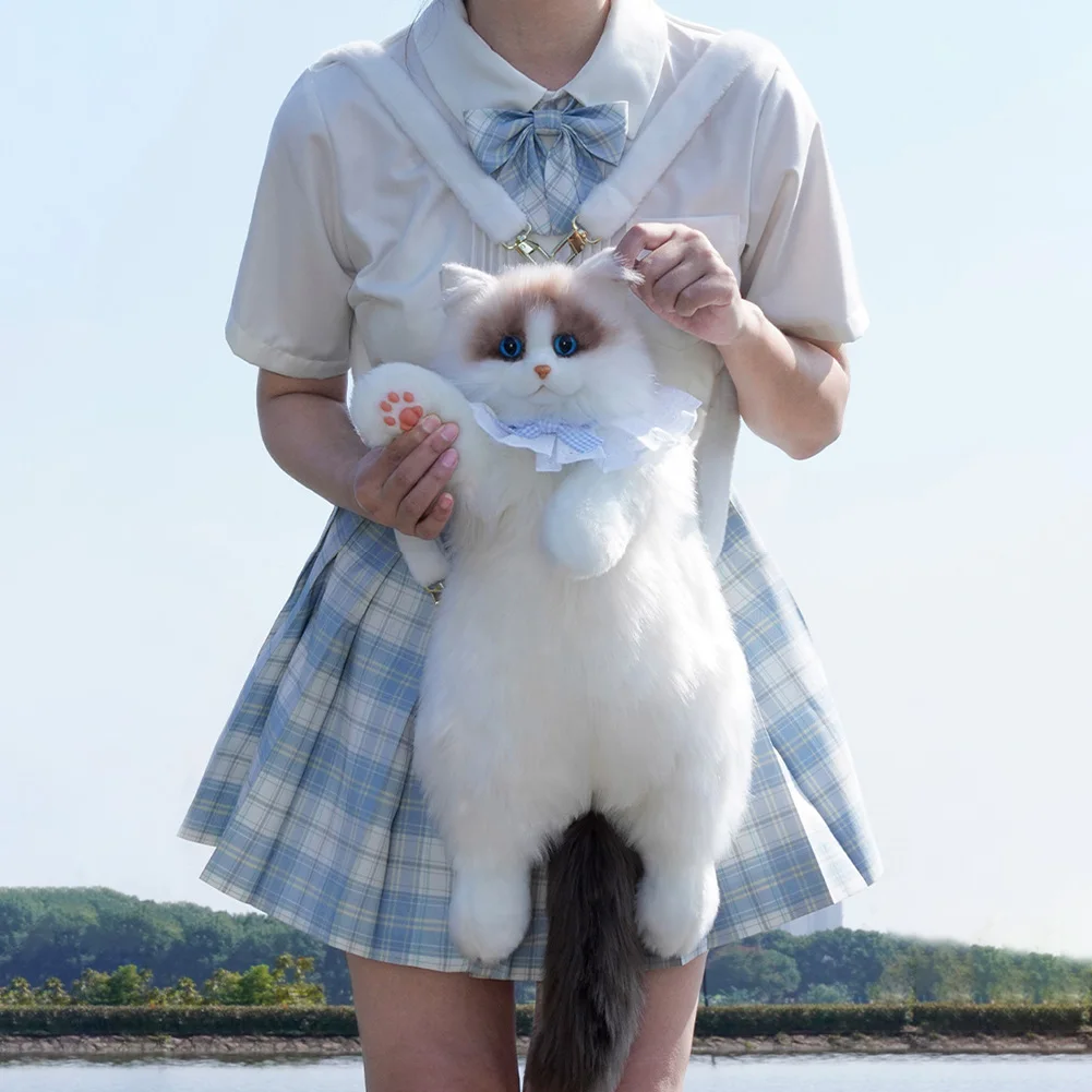 กระเป๋าเป้สะพายหลังรูปแมว Handcrafted ตุ๊กตาสัตว์ตุ๊กตากระเป๋าปรับไหล่กระเป๋าตุ๊กตาสัตว์กระเป๋าเป้สะพายหลังของขวัญวันเกิด