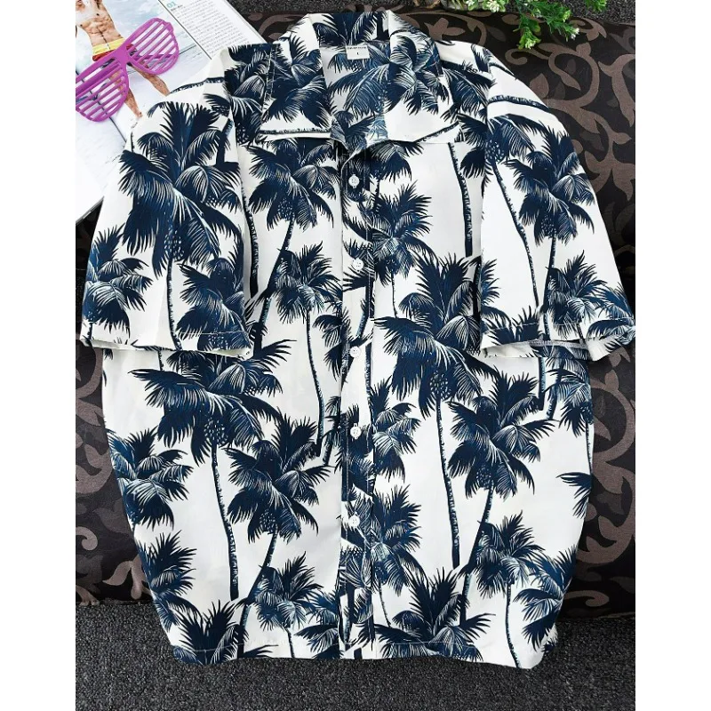 メンズビーチ半袖夏ルーズカジュアルプリントビーチ休暇サーフィン通気性速乾クールメンズアロハシャツ