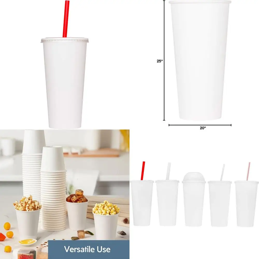 

Бумажные стаканчики белые одноразовые 22 унции для холодных напитков, холодного чая, колы, газировки - упаковка 1000 шт.